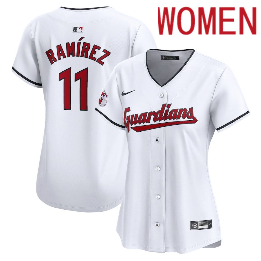 Women Cleveland Guardians #11 Jose Ramirez Nike White Home Limited Player MLB Jersey->customized mlb jersey->Custom Jersey